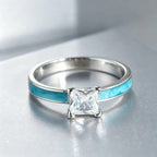 Southwestern Turquoise Princess Cut Ring Stack