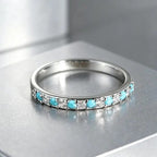 Southwestern Turquoise Princess Cut Ring Stack