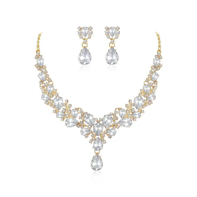 3pc Teardrop Rhinestone Bridal Set