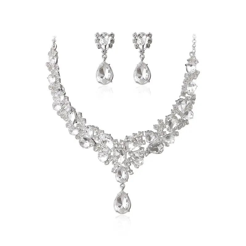3pc Teardrop Rhinestone Bridal Set