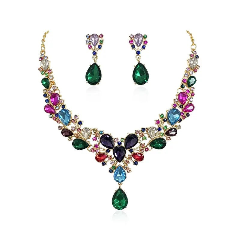 3pc Teardrop Rhinestone Bridal Set