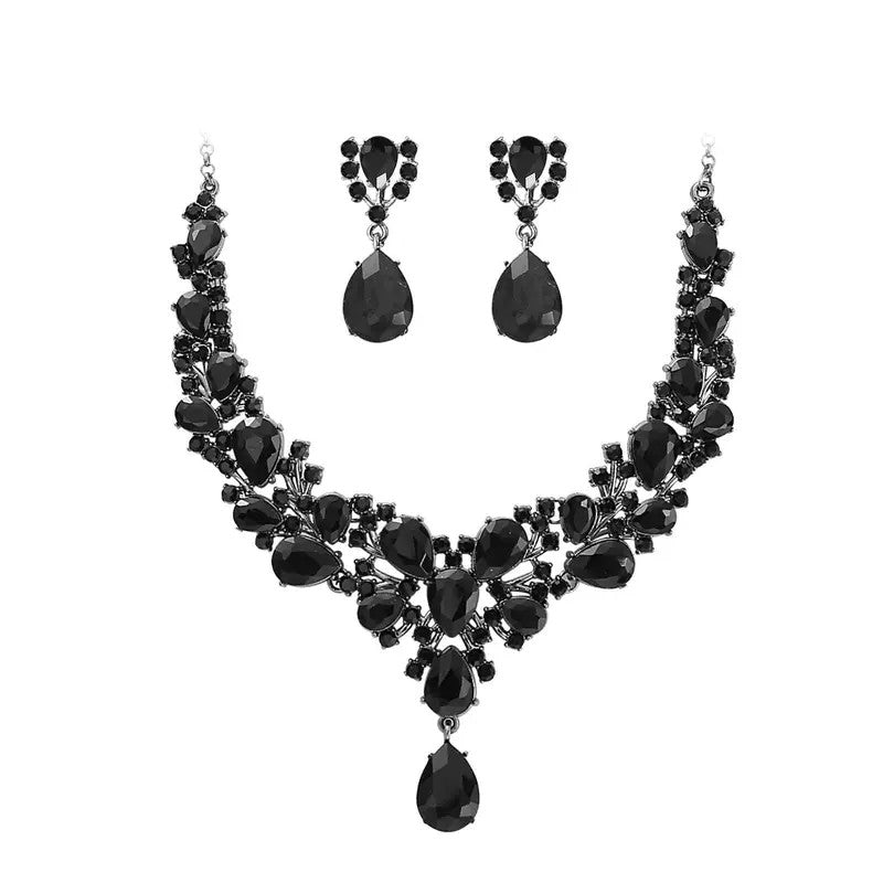 3pc Teardrop Rhinestone Bridal Set