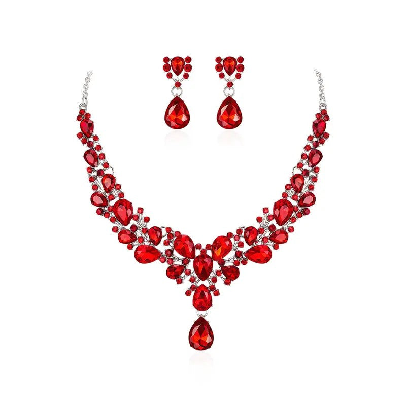 3pc Teardrop Rhinestone Bridal Set