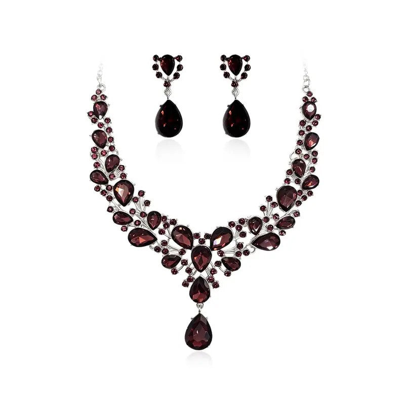 3pc Teardrop Rhinestone Bridal Set