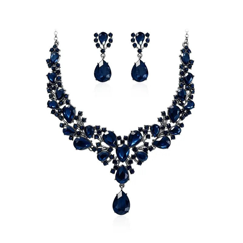 3pc Teardrop Rhinestone Bridal Set
