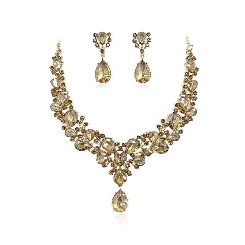 3pc Teardrop Rhinestone Bridal Set