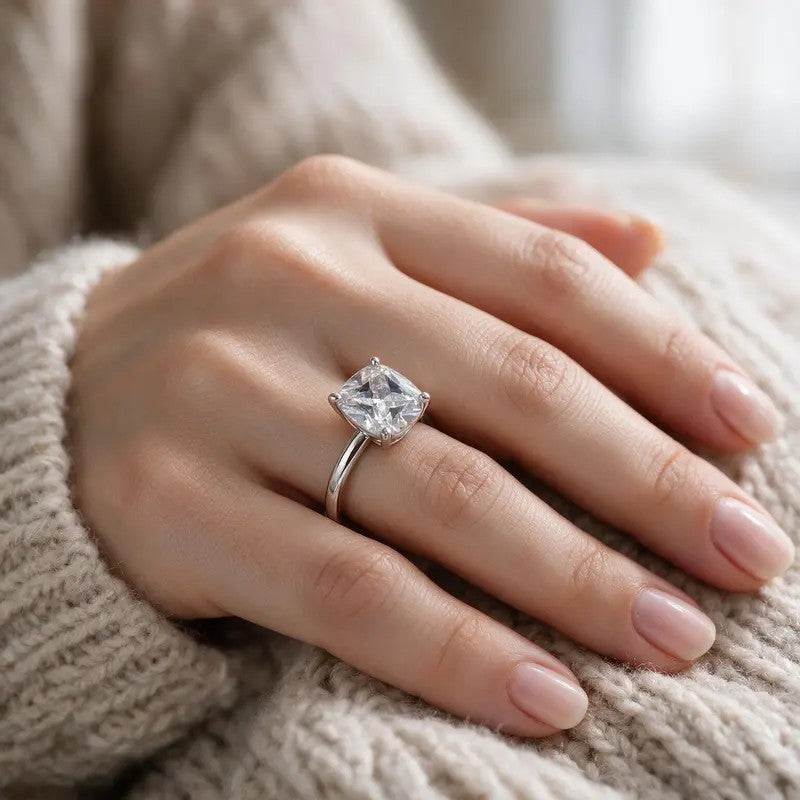 Elegant Cushion Cut Zircon Ring