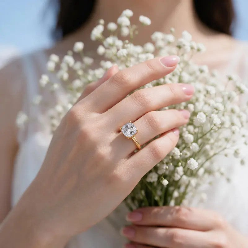 Elegant Cushion Cut Zircon Ring