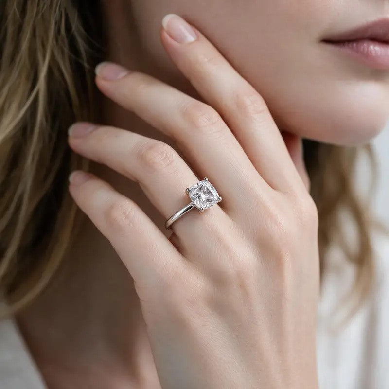 Elegant Cushion Cut Zircon Ring