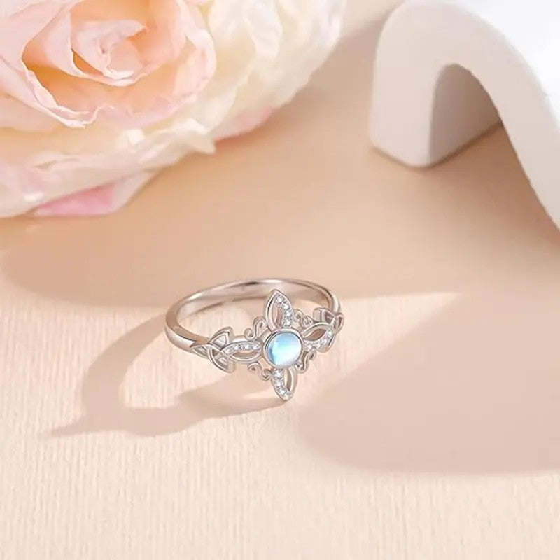 Celestial Moonstone Knot Ring
