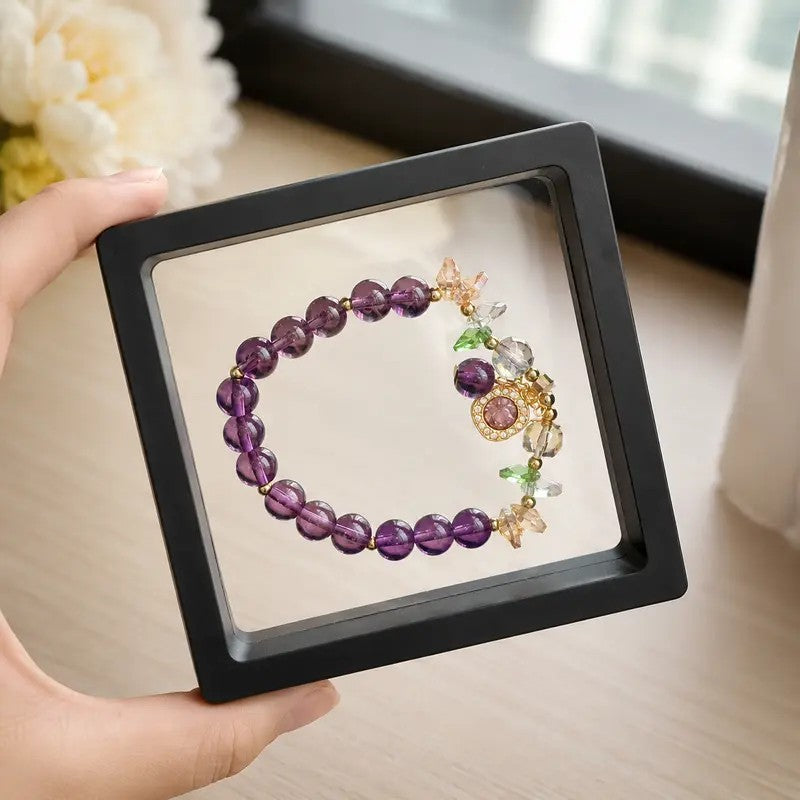 Vibrant Purple Bead Charm Bracelet