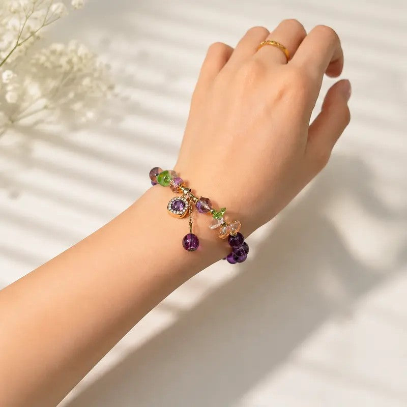 Vibrant Purple Bead Charm Bracelet