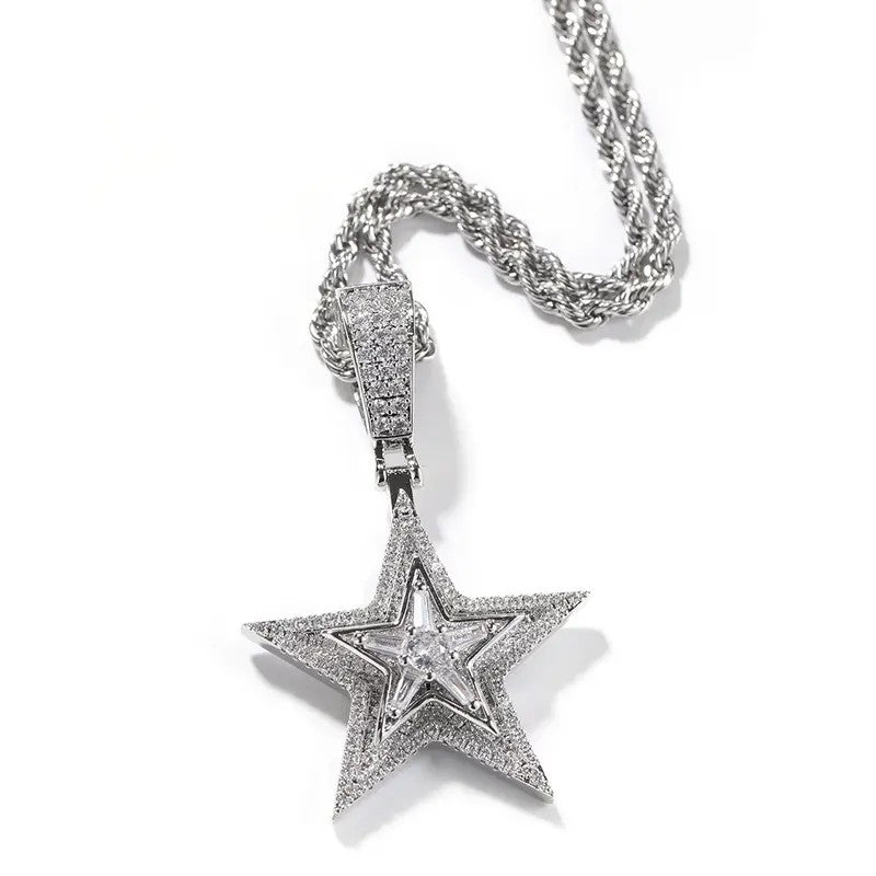Rotating Star Pendant Necklace
