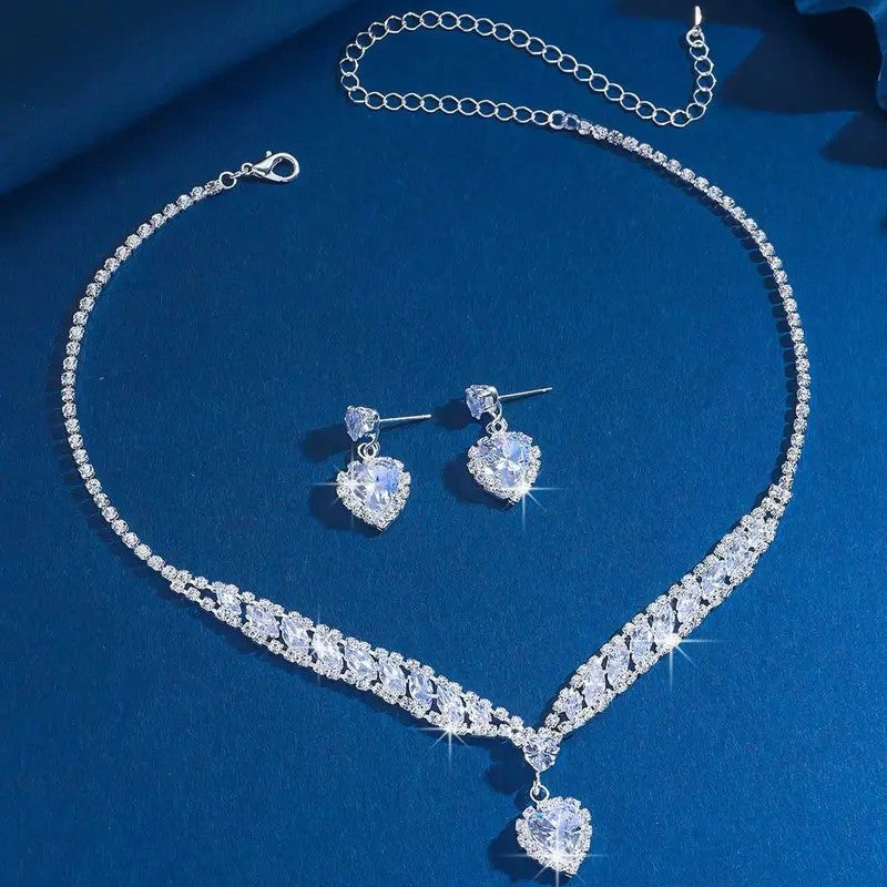 Elegant Heart Drop Jewelry Set