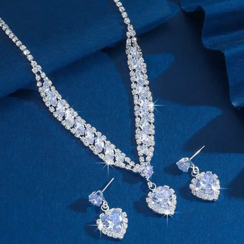 Elegant Heart Drop Jewelry Set
