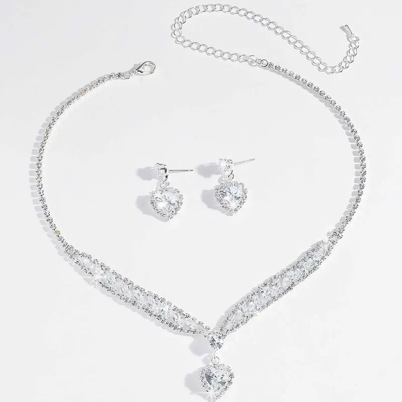 Elegant Heart Drop Jewelry Set
