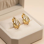 Geometric Pave Cross Huggie Earrings