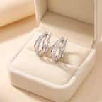 Geometric Pave Cross Huggie Earrings