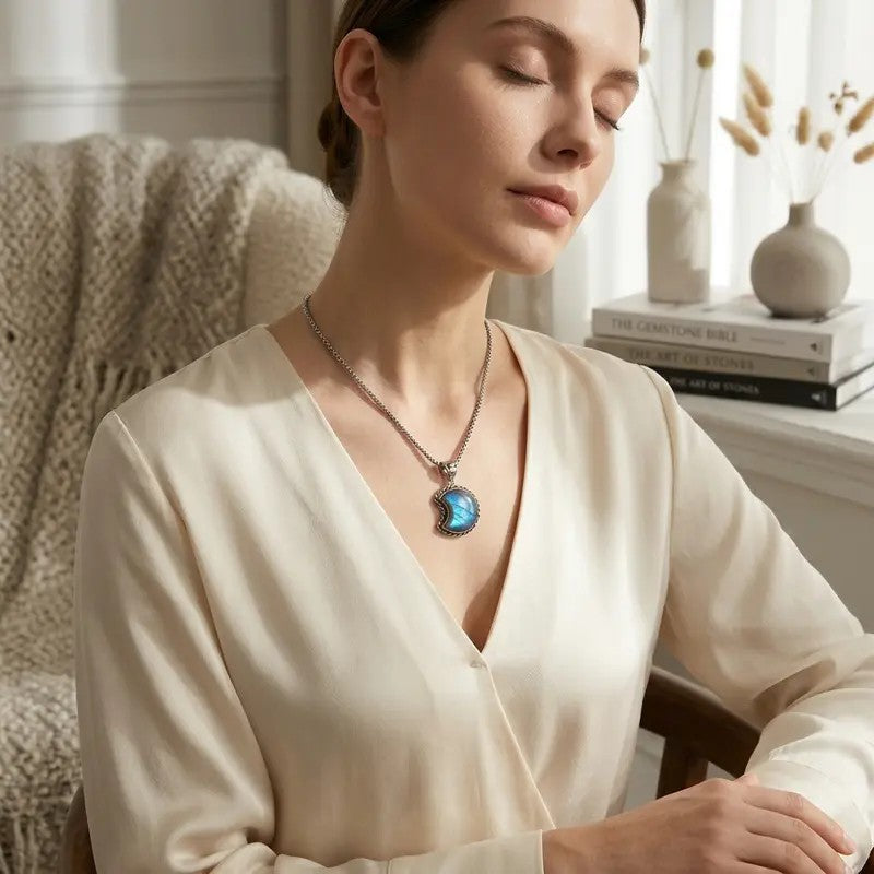 Elegant Geometric Labradorite Necklace