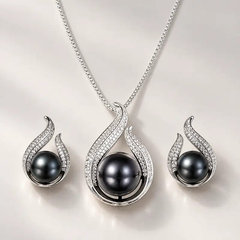 Elegant Teardrop Pearl Jewelry Set