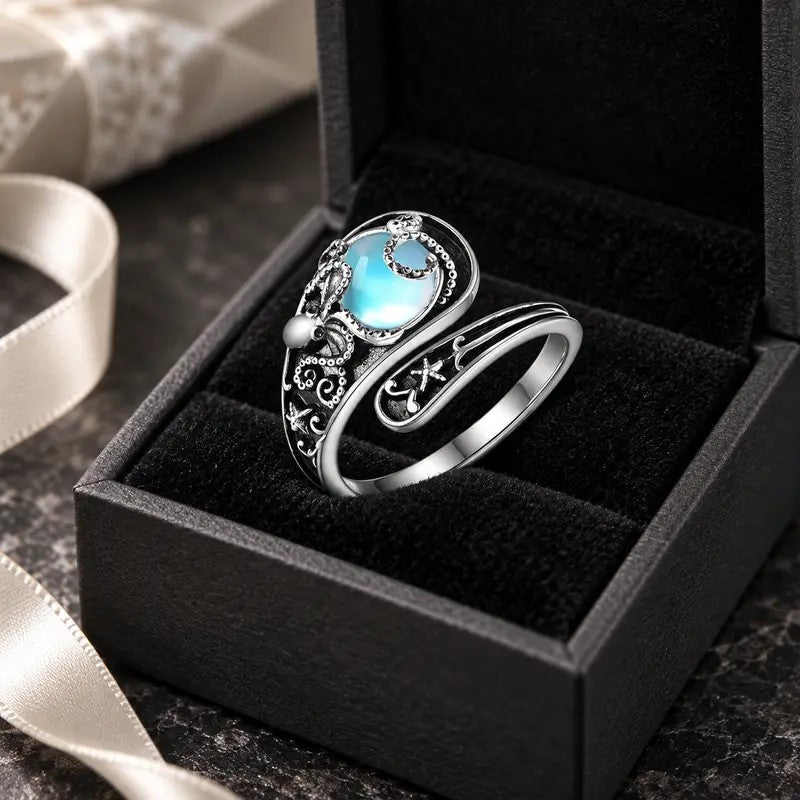 Whimsical Octopus Moonstone Ring