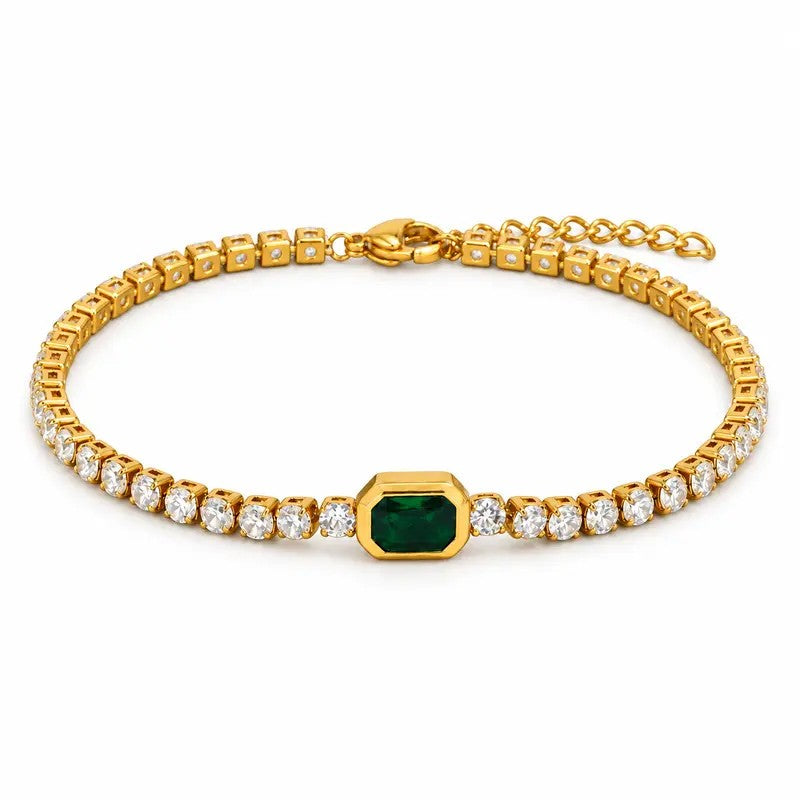 3pc Elegant Rectangle Gemstone Bracelet Set