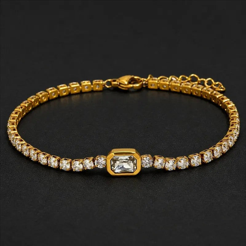 3pc Elegant Rectangle Gemstone Bracelet Set
