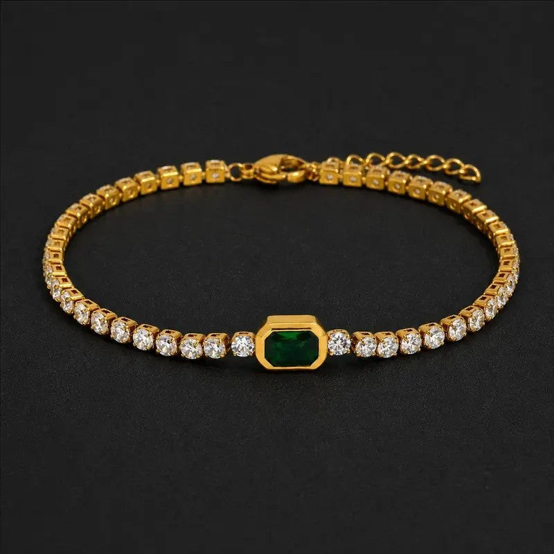 3pc Elegant Rectangle Gemstone Bracelet Set