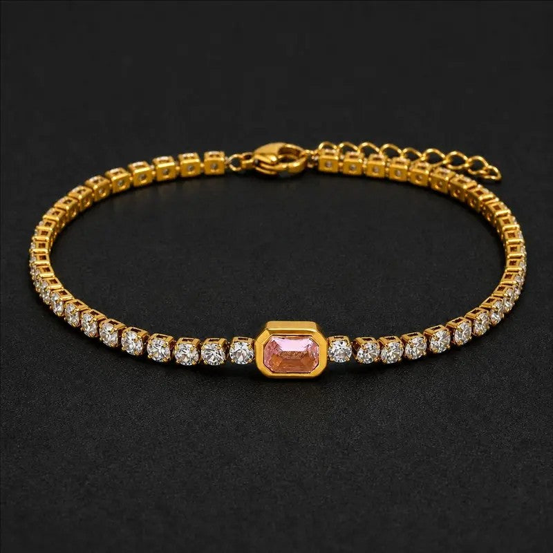 3pc Elegant Rectangle Gemstone Bracelet Set