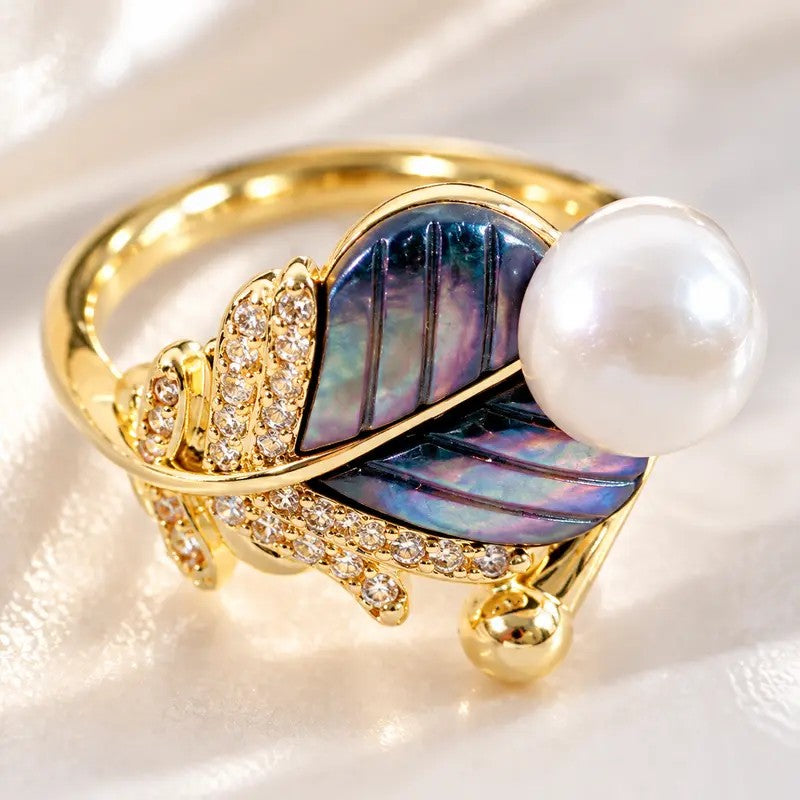Luxe Pearl Inlay Statement Ring