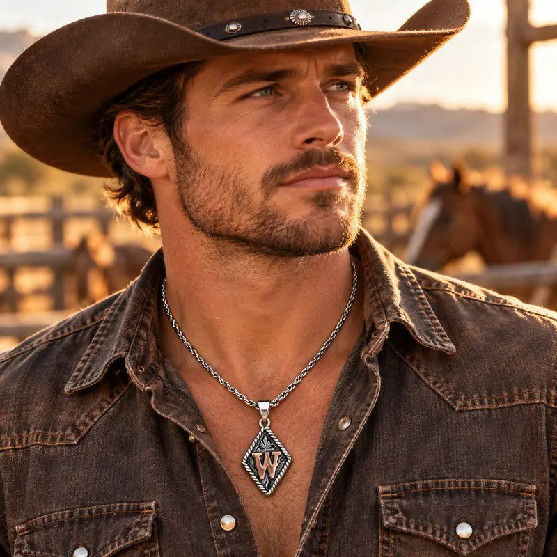 Western Rope Initial Pendant Necklace