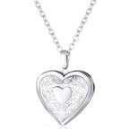 Engraved Floral Heart Locket Necklace