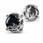 Gothic Floral Black Gemstone Stud Earrings