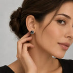 Gothic Floral Black Gemstone Stud Earrings
