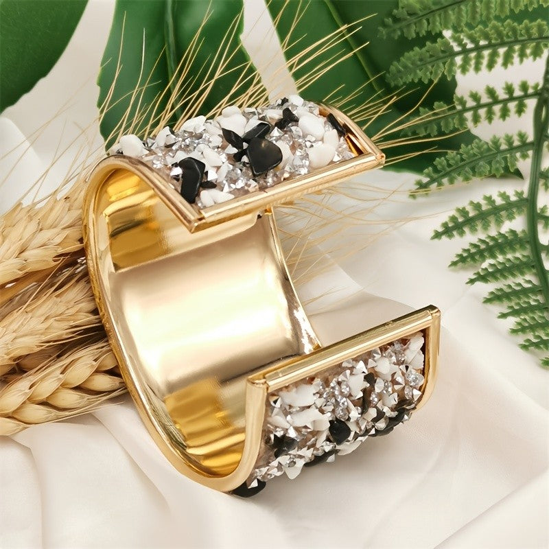 Boho Mosaic Stone Cuff Bracelet
