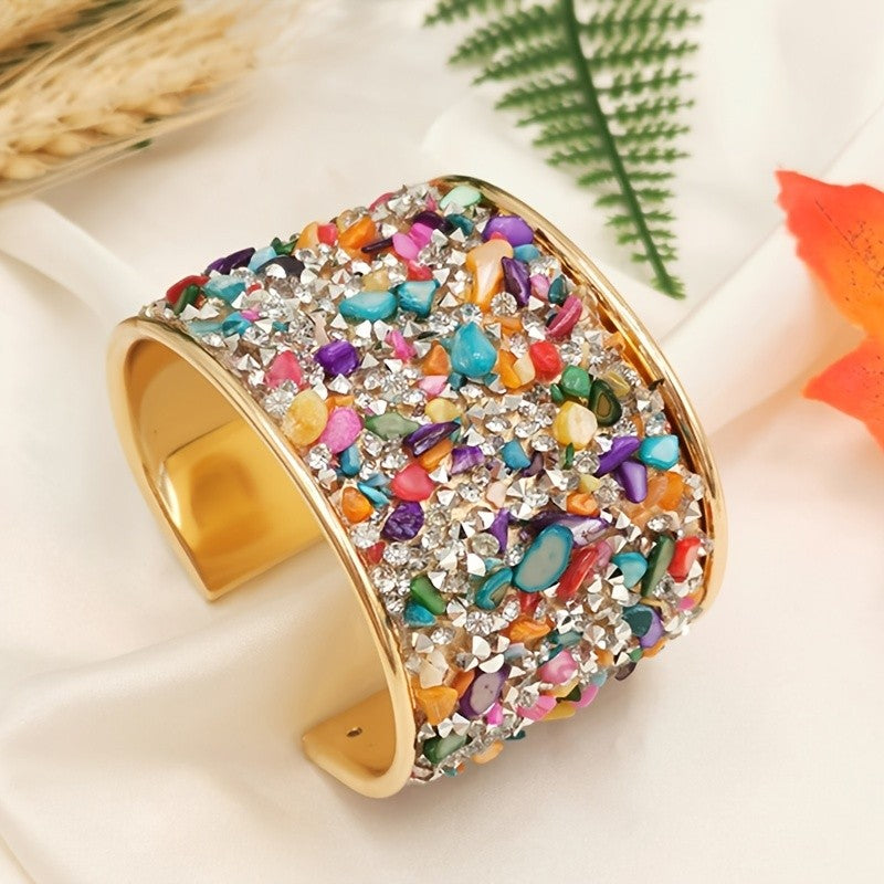 Rainbow Crystal Cuff Bracelet