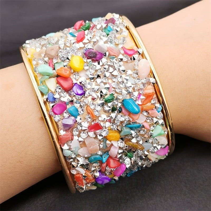 Rainbow Crystal Cuff Bracelet