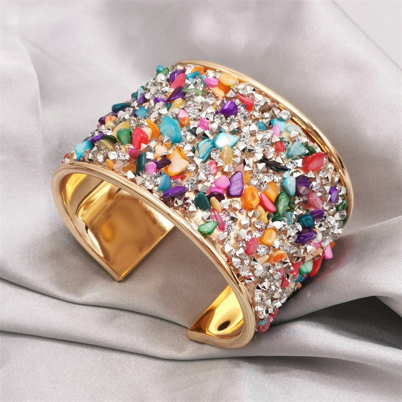 Rainbow Crystal Cuff Bracelet
