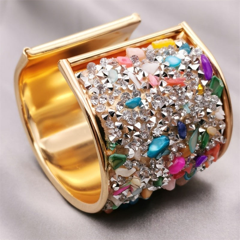 Rainbow Crystal Cuff Bracelet