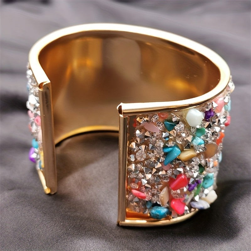 Rainbow Crystal Cuff Bracelet