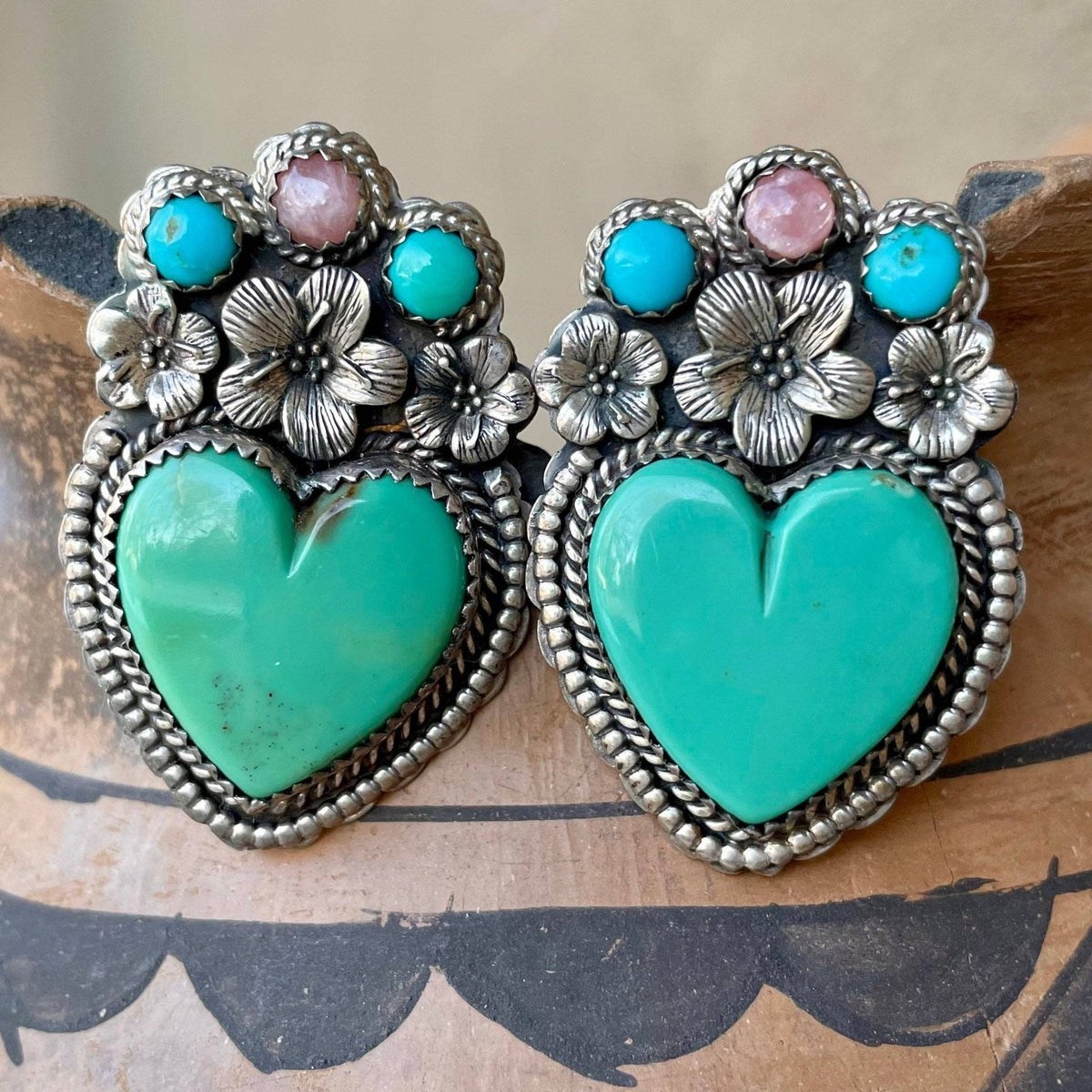 Boho Floral Heart Drop Earrings