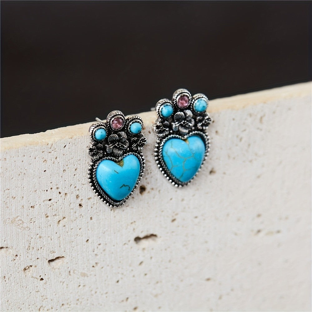 Boho Floral Heart Drop Earrings