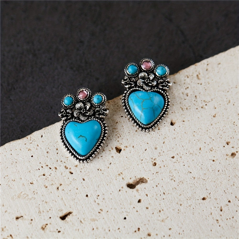 Boho Floral Heart Drop Earrings