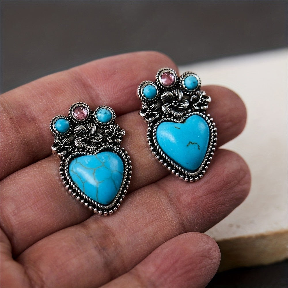 Boho Floral Heart Drop Earrings