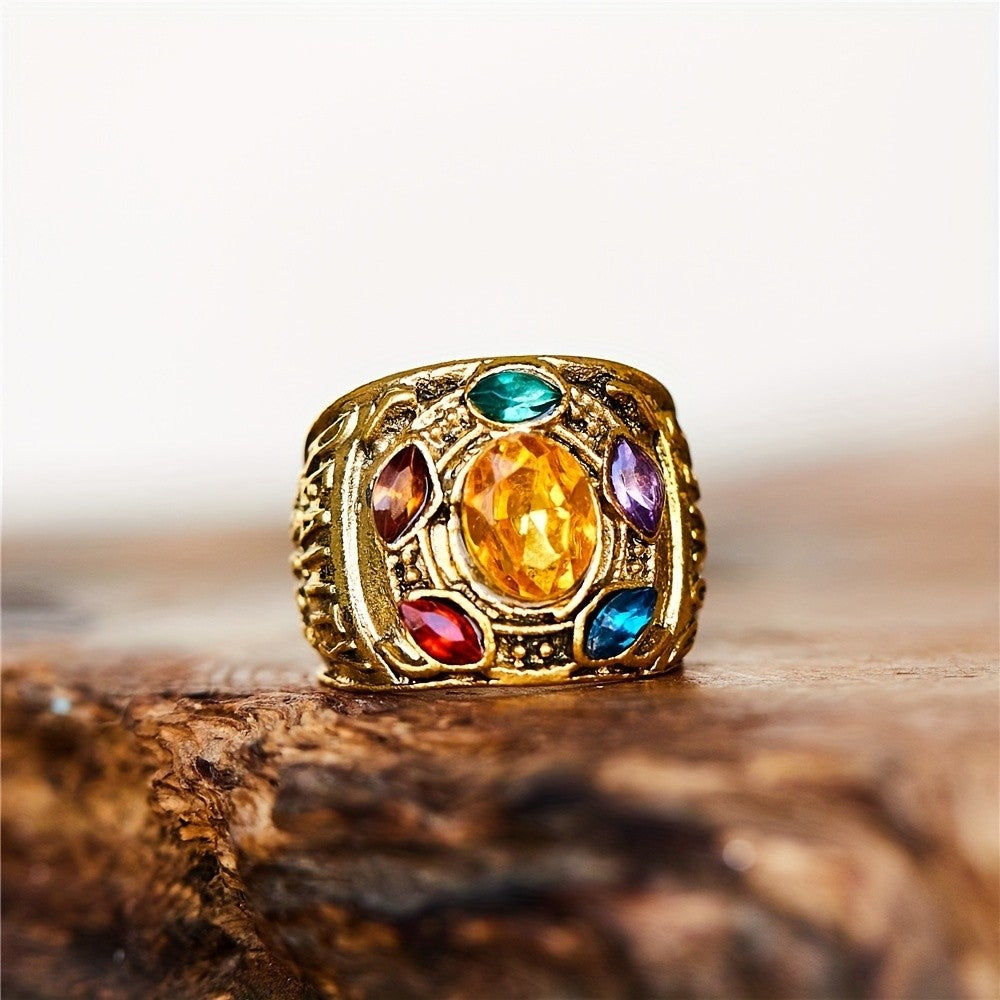 Boho Multicolor Gemstone Statement Ring