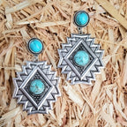 Geometric Turquoise Drop Earrings