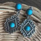 Geometric Turquoise Drop Earrings