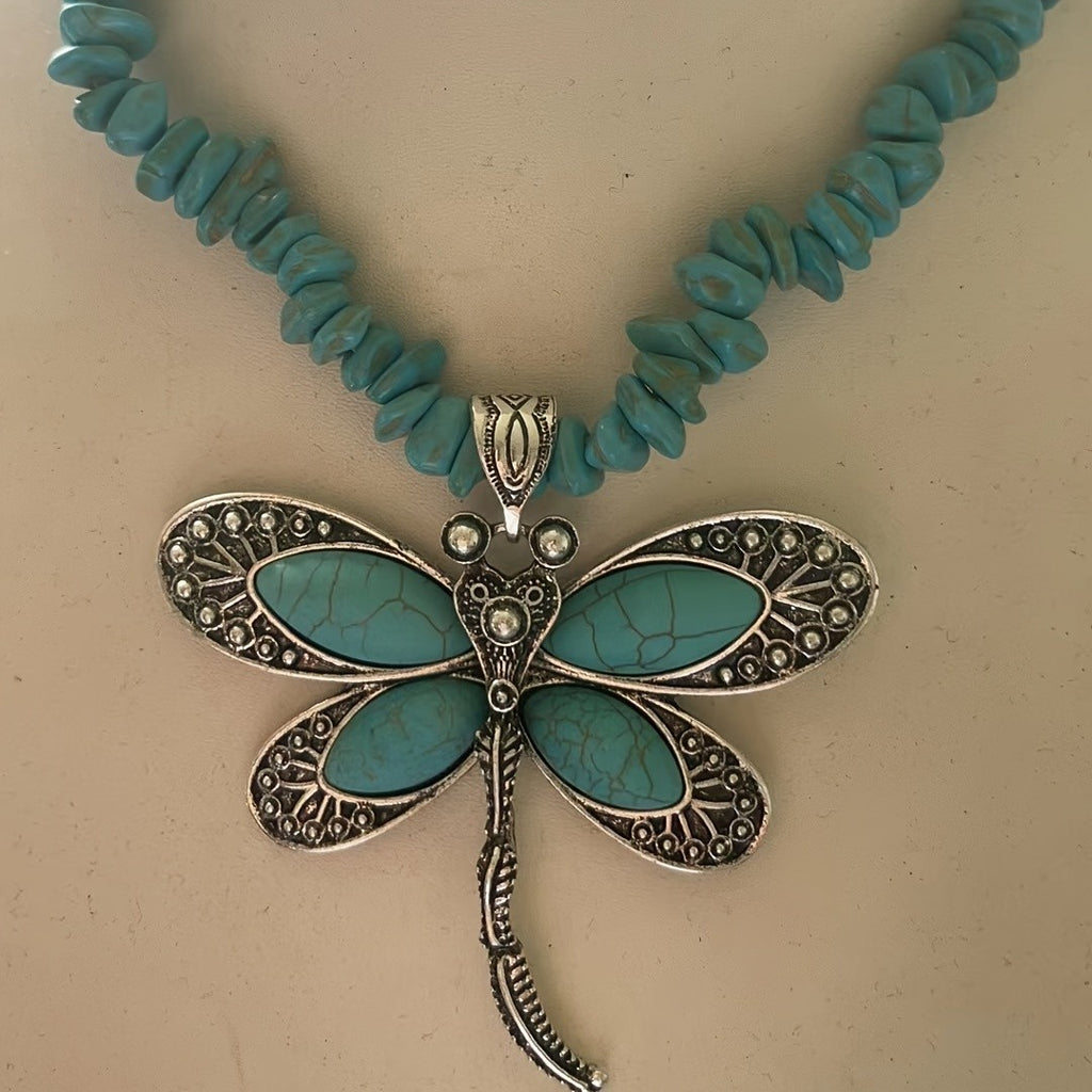 Boho Turquoise Dragonfly Necklace