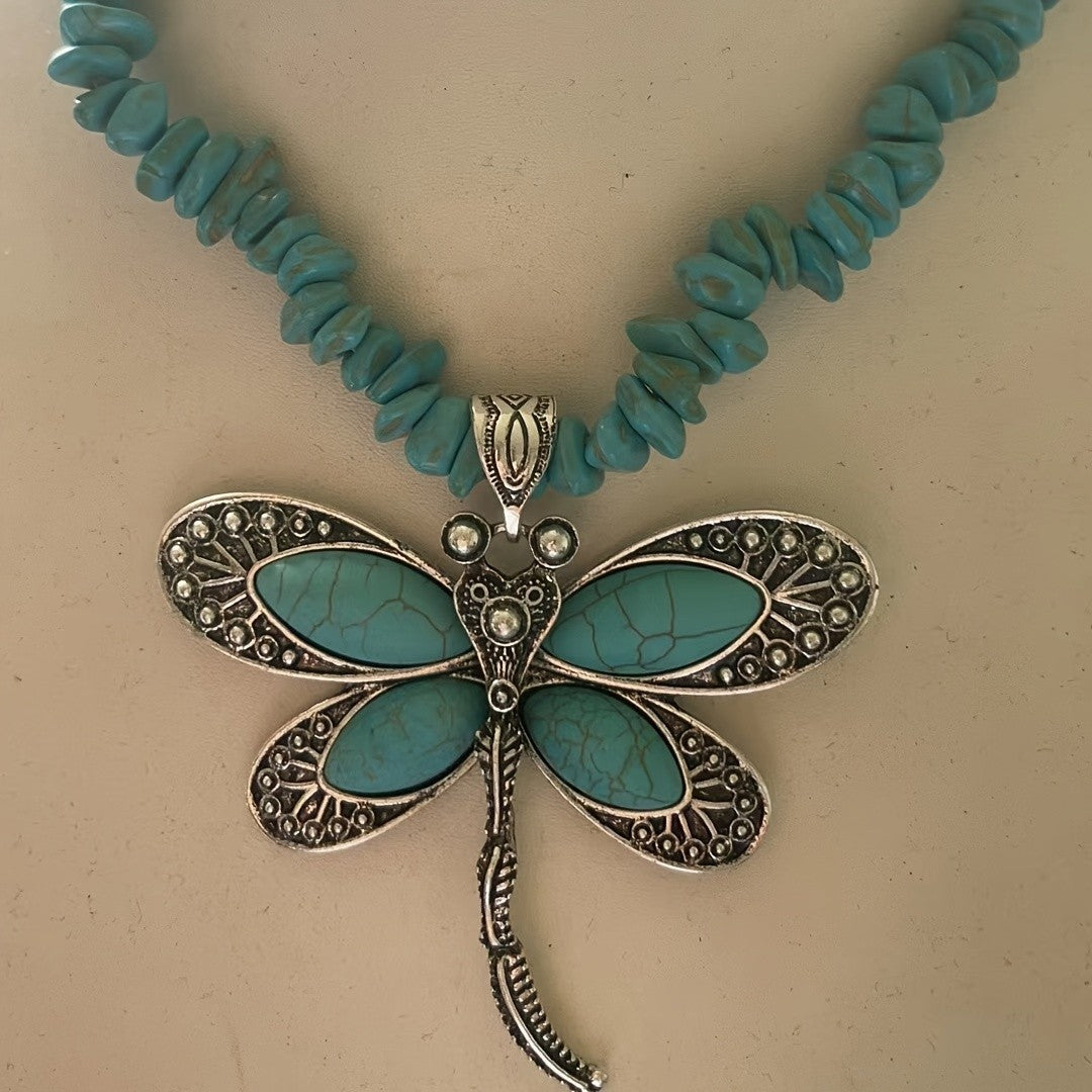 Boho Turquoise Dragonfly Necklace