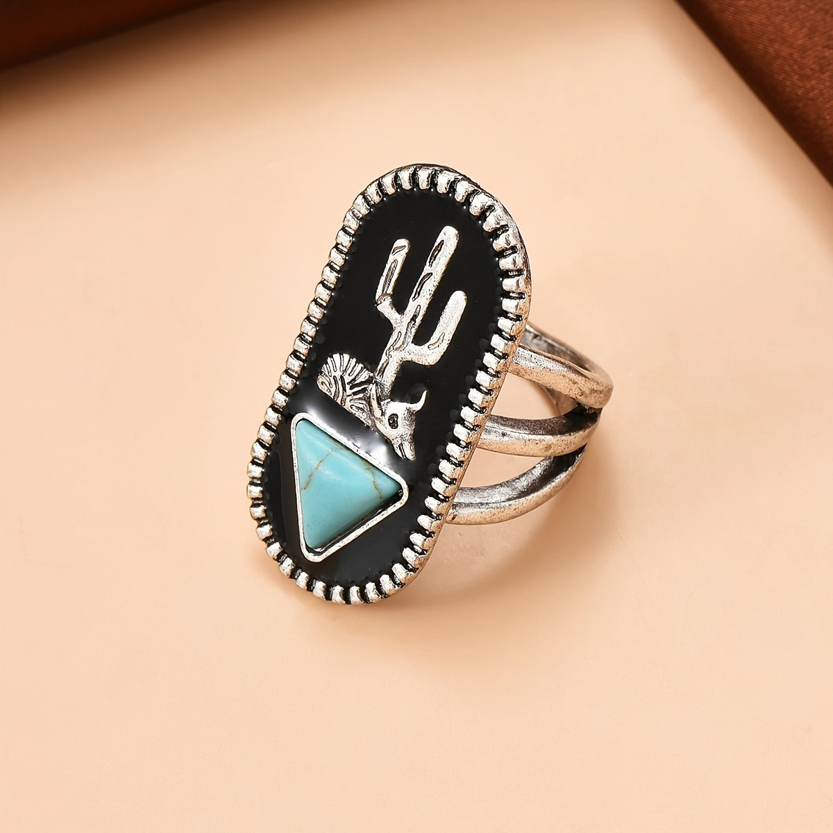 Boho Cactus Turquoise Statement Ring